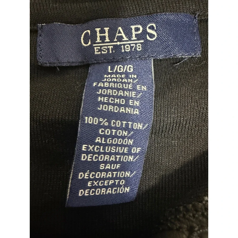 Chaps Polo Shirt Womens Large Black Faux Leather Trim Snap Long Sleeve NEW - Picture 7 of 11